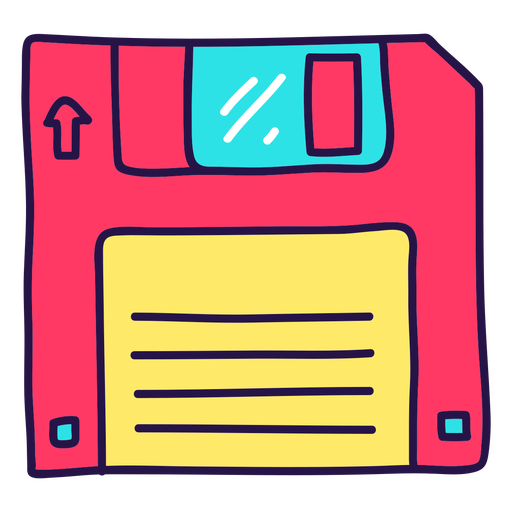 90's pink diskette color stroke PNG Design