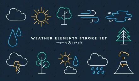 Weather icons nature stroke set