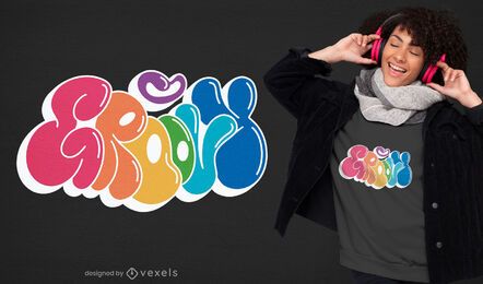 Groovy Zitat glückliches Retro-T-Shirt Design