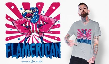 Design de camiseta de flamingo americano