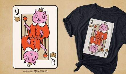 Queen of cats poker card t-shirt design