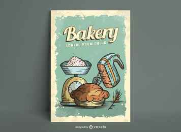 Bakery sweet food illustration poster design