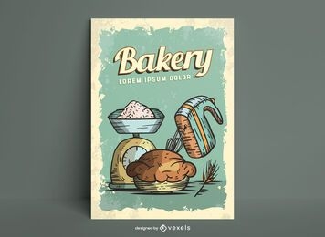 Desenho de pôster de ilustração de comida doce de padaria