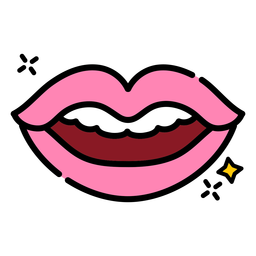 Mouth showing teeth color stroke PNG Design