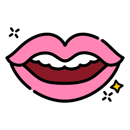 Mouth showing teeth color stroke PNG Design