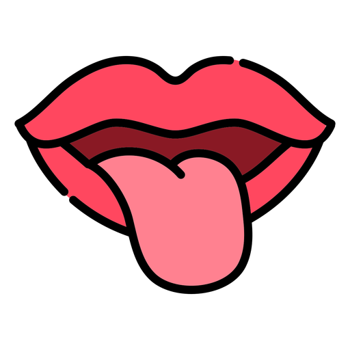 Mouth tongue out color stroke PNG Design