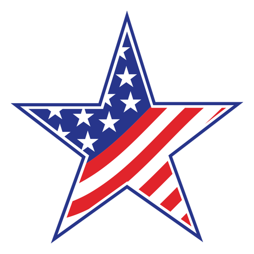 American star badge color stroke PNG Design