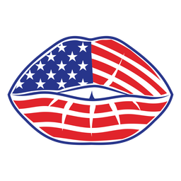American flag lips badge color stroke PNG Design Transparent PNG
