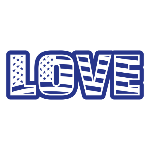 Love american flag filled stroke badge PNG Design