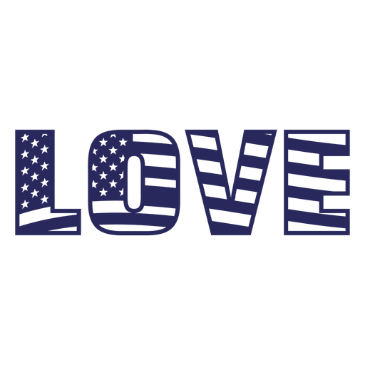 Love american flaag filled stroke PNG Design