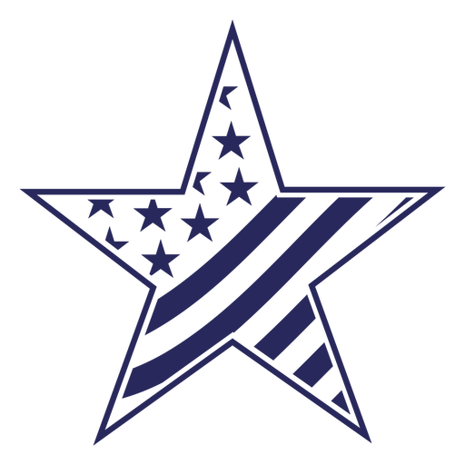 Star and american flag filled stroke PNG Design