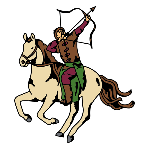 Archer on horse bow and arrow