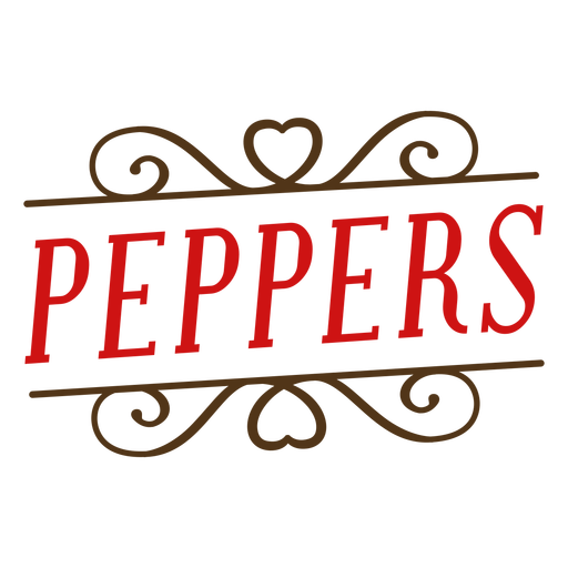Red peppers label stroke PNG Design