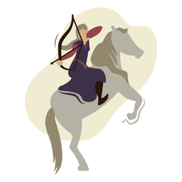 Female archer on a white horse femi flat  PNG Design