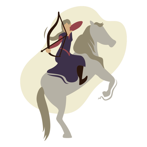 Female archer on a white horse femi flat  PNG Design