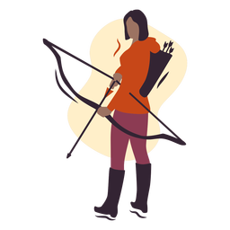 Female archer semi flat Transparent PNG