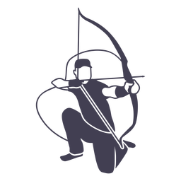 Ajoelhado arco e flecha cortado homem Desenho PNG