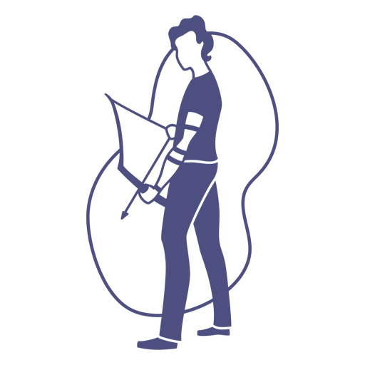 Arqueiro em p? com arco e flecha cortados Desenho PNG