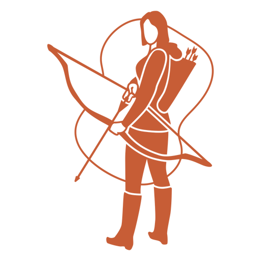 Mulher de tiro com arco em pé cortada Desenho PNG