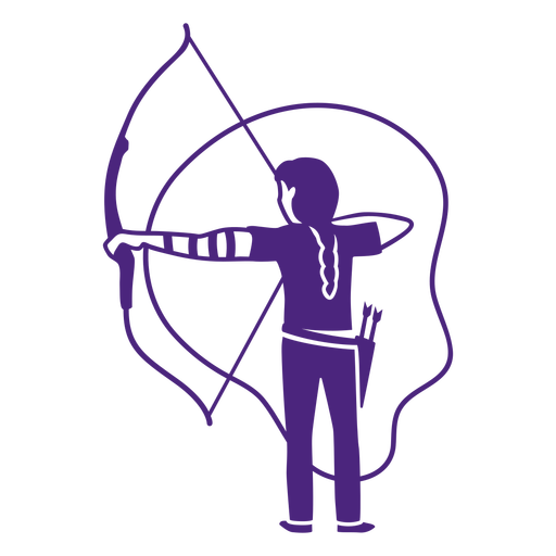 Cortar mujer con arco y flecha Diseño PNG
