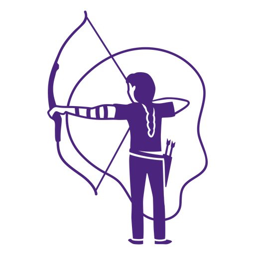 Cut out woman with bow and arrow PNG Design