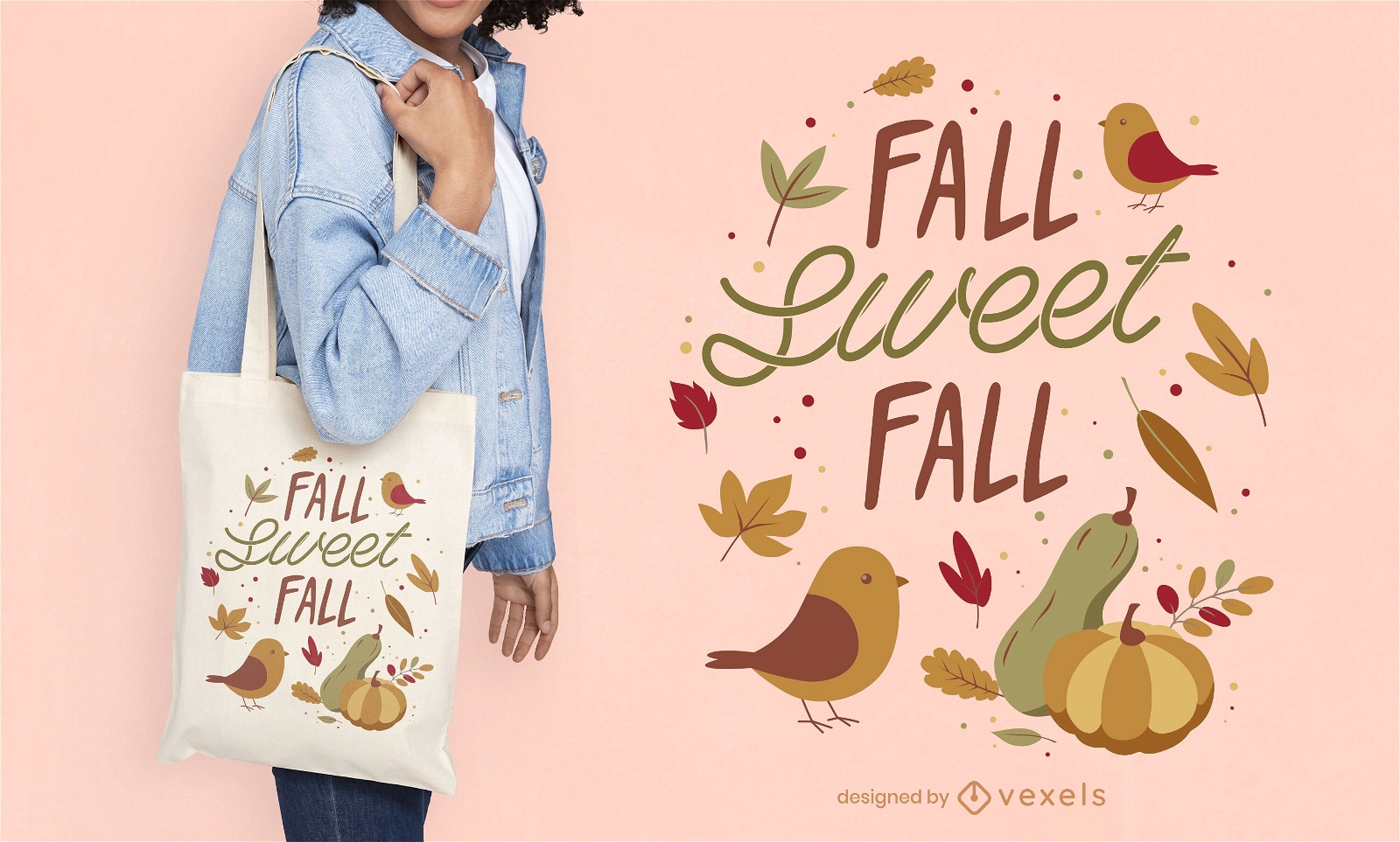 Autumn season nature tote bag design