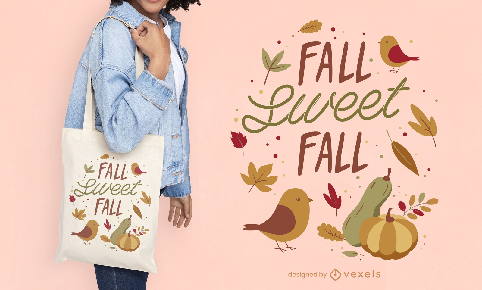 Autumn season nature tote bag design