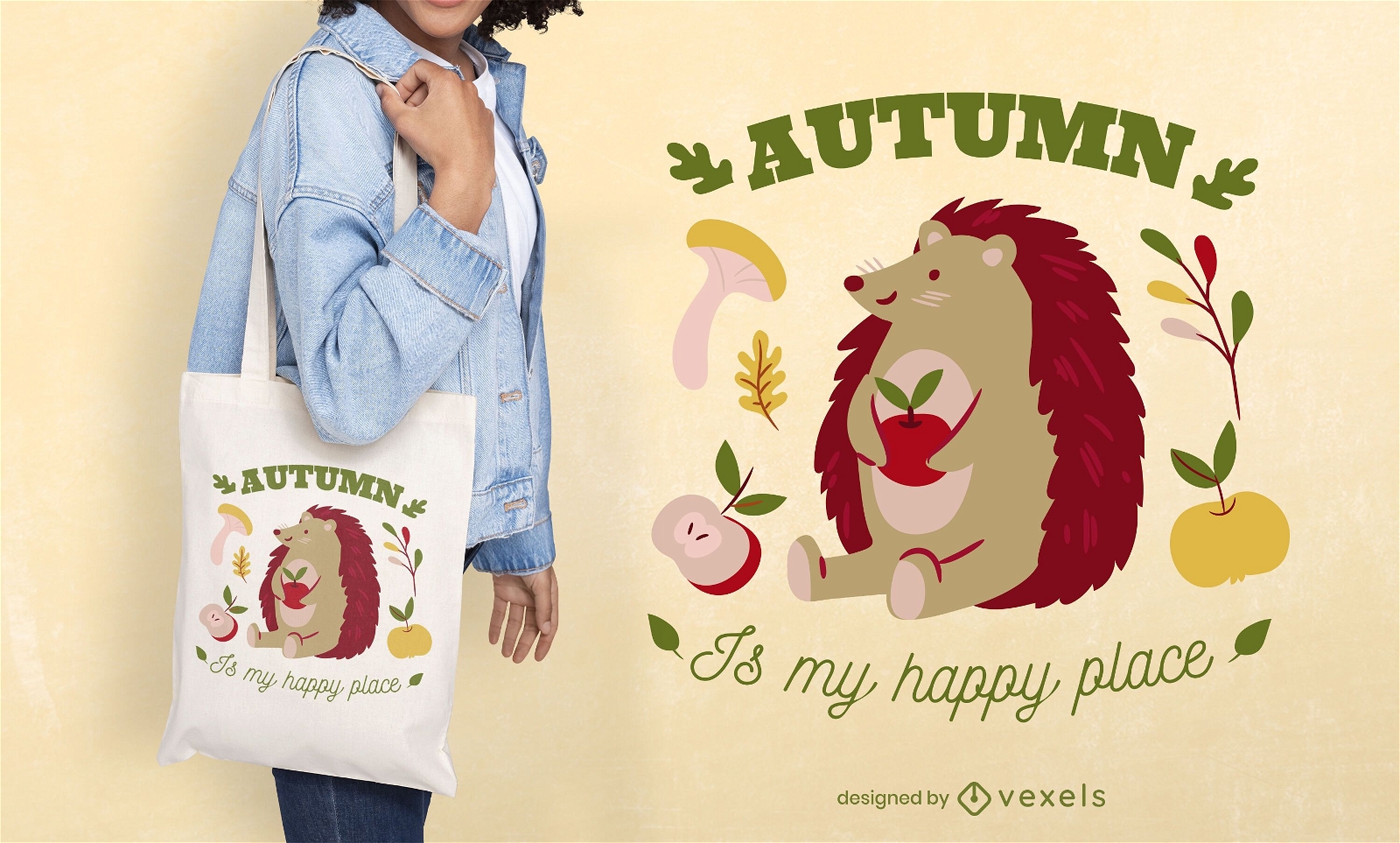 Autumn hedgehog quote tote bag design
