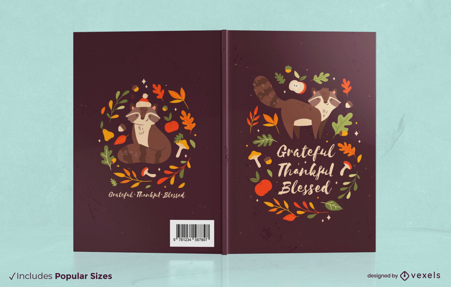 Design da capa do livro guaxinim para a temporada de outono