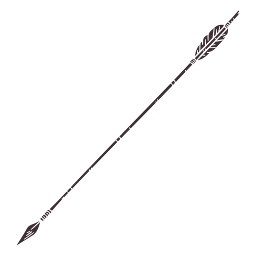 Pointy long fletching archery arrow cut out