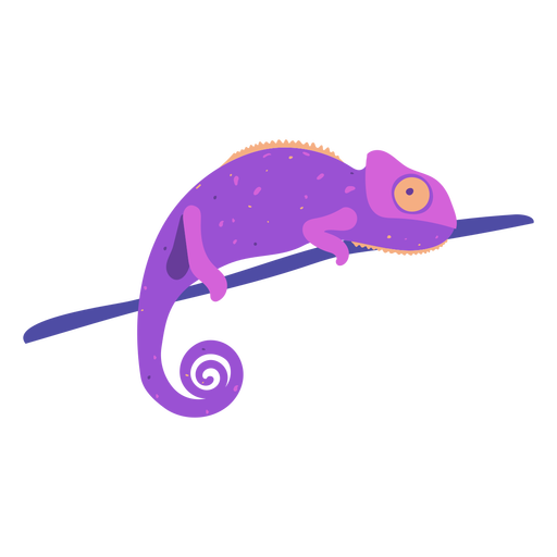 Purple chameleon animal semi flat PNG Design