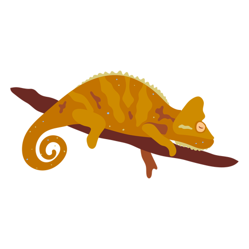 Orange chameleon reptile semi flat PNG Design