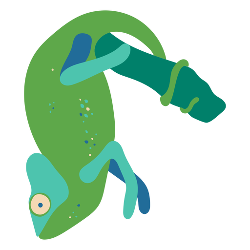 Green chameleon reptile flat