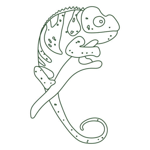Chameleon on a branch continuous line PNG Design