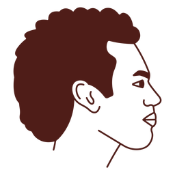 Men profile short curly hair filled stroke PNG Design Transparent PNG