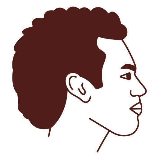 Men profile short curly hair filled stroke PNG Design