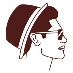 Man With A Hat Profile Filled Stroke PNG & SVG Design For T-Shirts