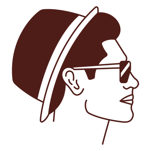 Man with a hat profile filled stroke PNG Design