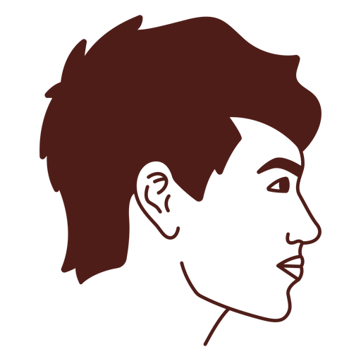 Young man mid hair filled stroke PNG Design