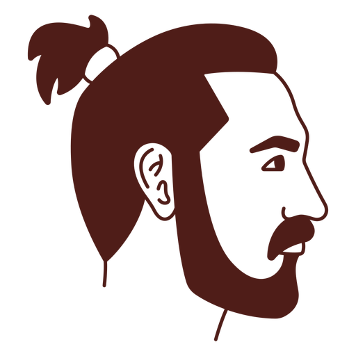 Man with ponytail profile filled stroke PNG Design