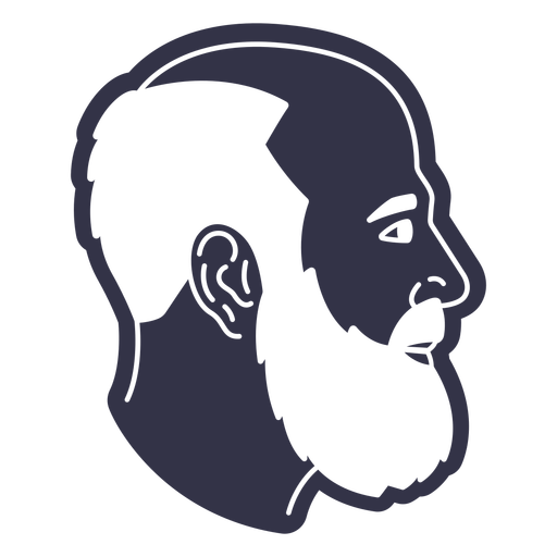 Old man profile long beard cut out PNG Design