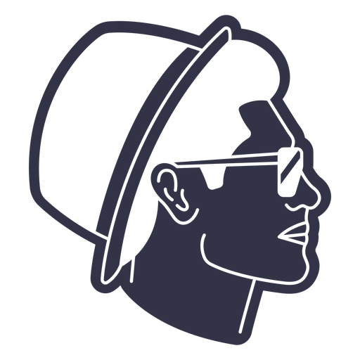 Man profile fedora and glasses cut out PNG Design