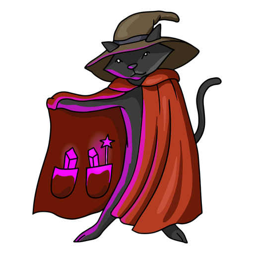 Wizard cat color stroke PNG Design