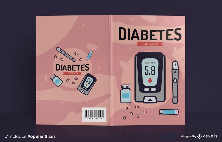Diabetes log health book cover design Diabetes log health book cover design