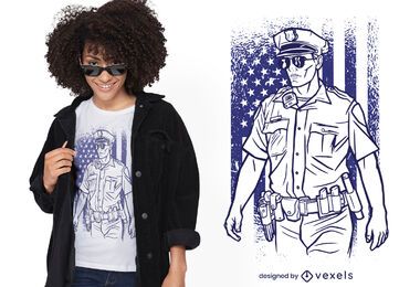 Design de camiseta de policial americano Design de camiseta de policial americano