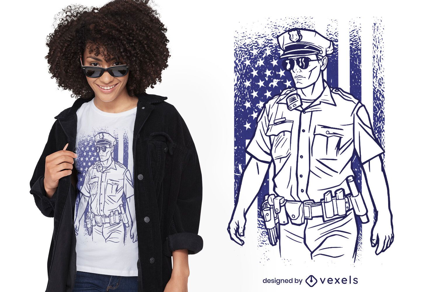 Design de camiseta de policial americano