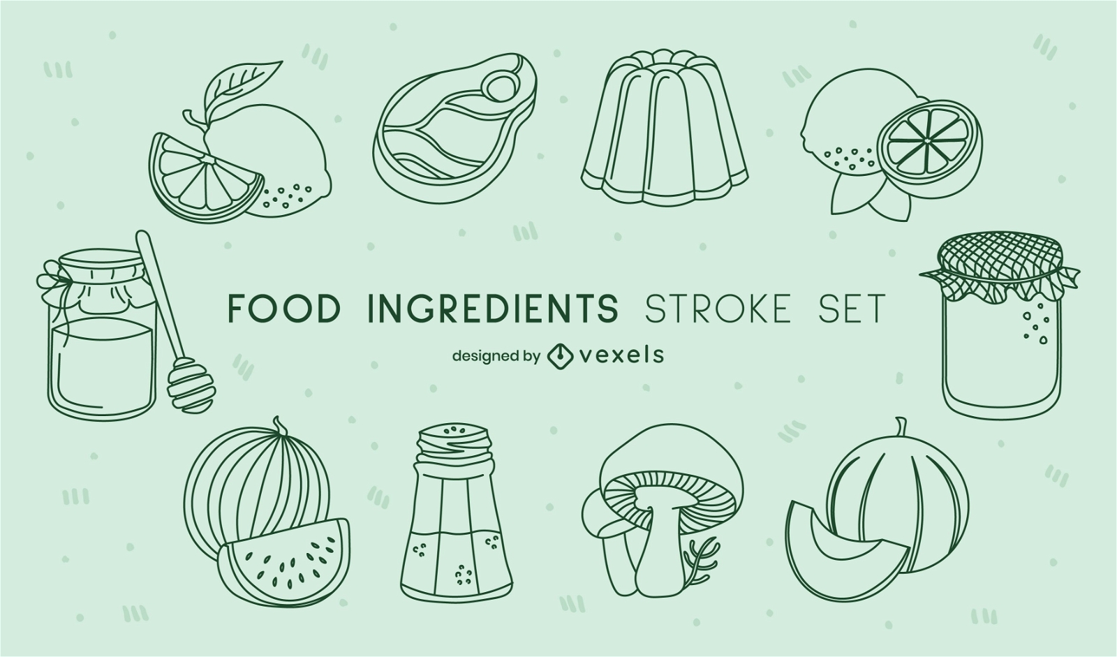 Ingredientes para cocinar alimentos trazos set
