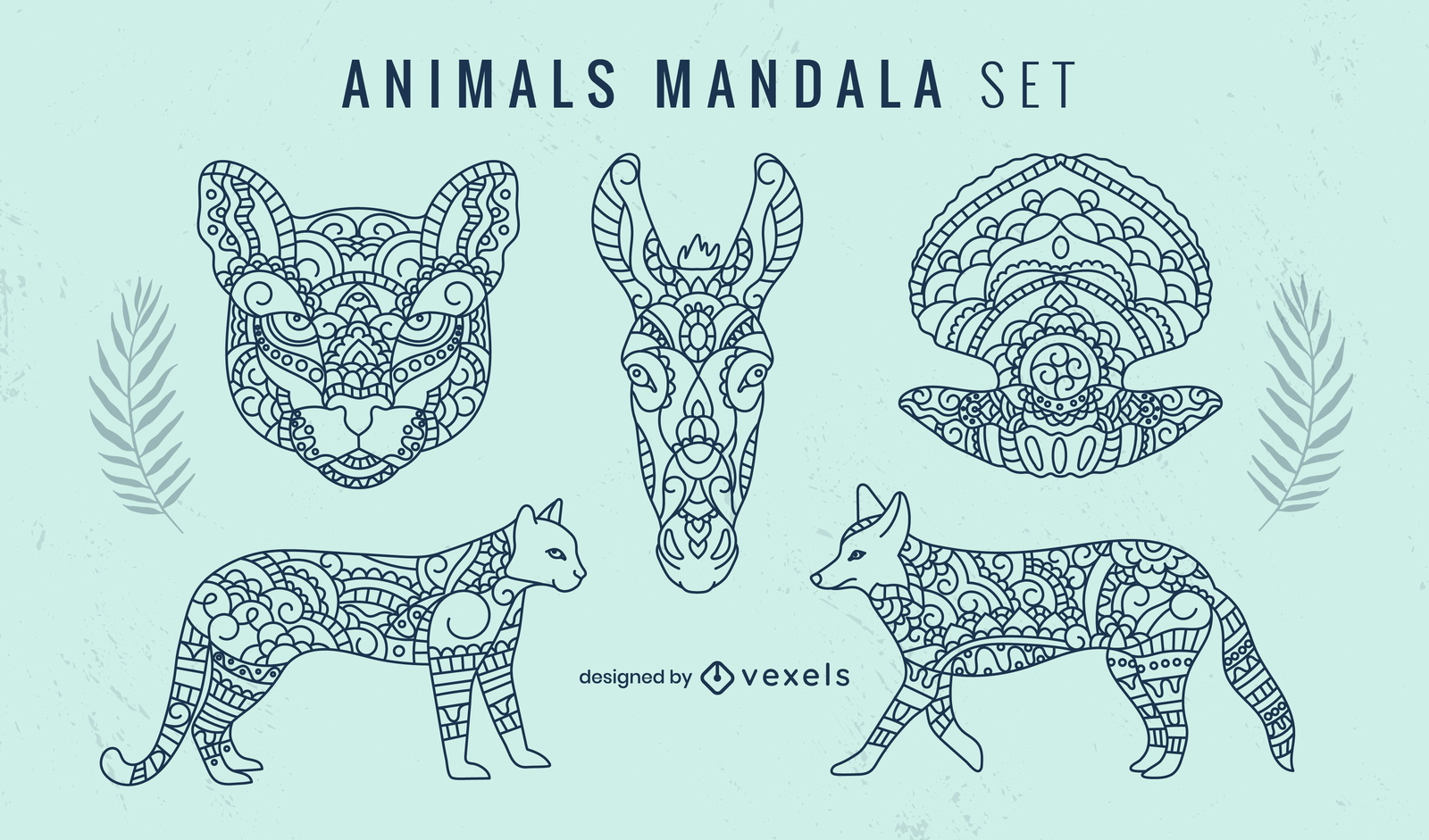 Animal mandala decorative set