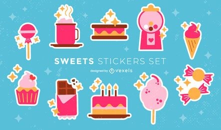 Sweet food and desserts sticker set
