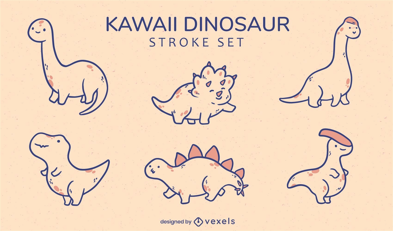Conjunto de esp?cies animais de dinossauros kawaii